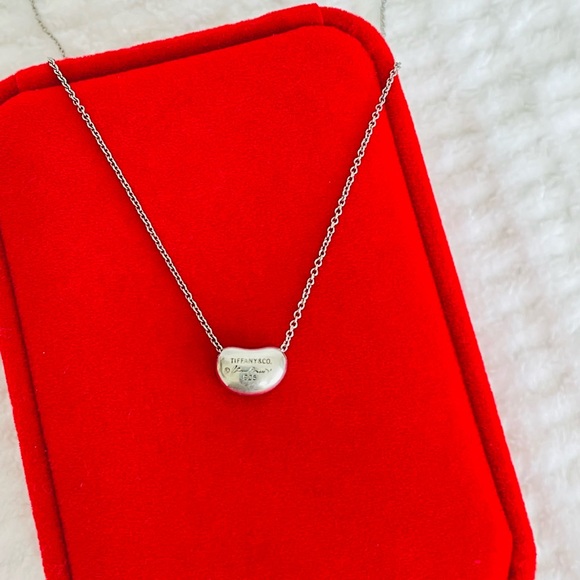 Tiffany & Co. 925 Silver Elsa Peretti Bean Pendant Necklace 16" - Picture 1 of 5